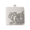 Non-Tarnish 304 Stainless Steel Pendants, Square with Flower Pattern, Stainless Steel Color, 20x18x1mm, Hole: 1.5mm