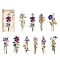 20Pcs 10 Styles Simulated Dried Flower Theme PET Stickers Sets, Self-adhesive Stickers, Lilac, 120x80mm, 2pcs/style