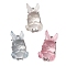 Transparent Resin Pendants, Rabbit Charms with Platinum Plated Zinc Alloy Findings, Mixed Color, 22.5x11.5x9.5mm, Hole: 1.6mm