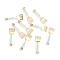 Alloy Enamel Pendants, Slice, Golden, for DIY Jewelry Making, Pale Turquoise, 24x8x3mm, Hole: 1.4mm