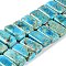 Natural Imperial Jasper Beads Strands, Dyed, Rectangle, Cyan, 20.5x10.5x6mm, Hole: 1.1mm, about 20pcs/strand, 8.07 inch(20.5cm)