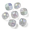 UV Plating Luminous Transparent Acrylic Beads, Glow in The Dark, Half Round, Light Blue, 19x19x15mm, Hole: 3.5mm