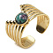 Natural Ruby in Zoisite Finger Rings, 304 Stainless Steel Multi-layer Open Cuff Rings, Real 18K Gold Plated, 13.5mm, Adjustable