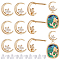 BENECREAT 10Pcs Brass Micro Pave Cubic Clear Zirconia Moon & Star Stud Earring Findings, with Vertical Loops, Nickel Free, with 30Pcs Plastic Ear Nuts, Real 18K Gold Plated, 8x7mm, Hole: 0.8mm, Pin: 0.7mm