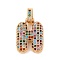 Brass Micro Pave Cubic Zirconia Pendants, Real 18K Gold Plated, Colorful, Letter H, 18.5~24x12.5~25.5x5~5.5mm, Hole: 5x3mm