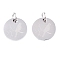 Non-Tarnish 201 Stainless Steel Charms, with Jump Rings, Flat Round with Bird, Stainless Steel Color, 12x1mm, Hole: 3mm