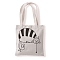 Cute Cat Printed Canvas Women's Tote Bags, with Handle, Shoulder Bags for Shopping, Rectangle, White, 37x33cm