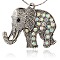 Tibetan Style Alloy Rhinestone Big Pendants, Cadmium Free & Lead Free, Elephant, Antique Silver, Crystal AB, 43x51x5.5mm, Hole: 3.5mm