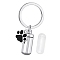 Non-Tarnish Stainless Steel Keychain, with Urn Ashes and Footprint Pendant, Stainless Steel Color, Pendant: 2.8x1.1cm