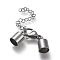 Tarnish Resistant 304 Stainless Steel Chain Extender, with Cord Ends, Curb Chains and Lobster Claw Clasps, Stainless Steel Color, 44mm long, Cord Ends: 12.5x8mm, 6.5mm inner diameter