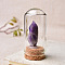 Raw Rough Natural Amethyst Inside Decorative Display, with Jar Glass Dome Cover and Cork Base, 30x50mm