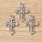 Alloy Rhinestone Pendants, Cross, Platinum, 28x18mm, 10pcs/set