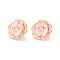 Flower Enamel Stud Earrings for Women, Real 18K Gold Plated Brass Earrings, Cadmium Free & Lead Free, Pink, 15x4mm, Pin: 1mm