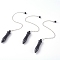 Natural Black Agate Pointed Dowsing Pendulums, with Brass Cable Chains, Bullet, 238~255mm, Hole: 2.5mm, Pendants: 53x12mm