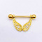 304 Stainless Steel Clear Cubic Zirconia Wings Nipple Rings, Nipple Stirrup, Golden, 19mm