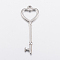 Non-Tarnish 304 Stainless Steel Big Pendants, Key with Heart, Stainless Steel Color, 50x18x2mm, Hole: 2.5mm