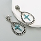 Synthetic Turquoise Stud Earring, for Women, Teardrop, Antique Silver, 50x33mm