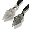 Natural Labradorite Conical Pendulum Pendant Necklace with Nylon Cord for Women, 27.56 inch(70cm)