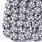 Pandahall 100Pcs Craft Style Acrylic Beads, FootBall/Soccer Ball, White, 10x9.5mm, Hole: 2mm