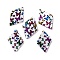 Natural Freshwater Shell Pendants, Butterfly Printed Rhombus Charms, Colorful, 21x14x2mm, Hole: 1.2mm