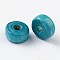 Natural Maple Wood Beads, Lead Free, Flat Round, Dyed, Dark Turquoise, 6x3mm, Hole: 2mm, about 900pcs/50g