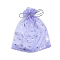 Sliver Stamping Star Organza Printed Gift Drawstring Bags, Jewelry Pouches, Wedding Party Christmas Favor Gift Bags, Rectangle, Lilac, 12x9cm