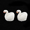 Flocky Acrylic Beads, Half Drilled Beads, Goose, White, 20x20x16mm, Hole: 1.2mm