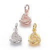 Eco-Friendly Brass Micro Pave Cubic Zirconia Charms ZIRC-J021-15-RS-1