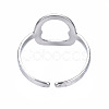 304 Stainless Steel Oval Open Cuff Ring RJEW-T023-81P-2