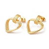Rack Plating Brass Hollow Heart Dangle Stud Earrings EJEW-R151-08G-1