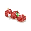 Christmas Apple Enamel Pin with Resin Pearl JEWB-A004-30G-2