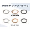 Beadthoven 24Pcs 6 Styles Zinc Alloy Spring Gate Rings FIND-BT0001-25-24