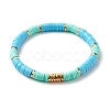 Round Stone & Polymer Clay Heishi Beads Stretch Bracelets Sets BJEW-JB07436-2