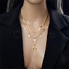 304 Stainless Steel Cable & Flat Snake Chains 3 Layered Necklace NJEW-C022-01G-5