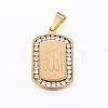 304 Stainless Steel Crystal Rhinestone Rectangle with Allah Pendants STAS-E093-11G-1
