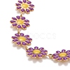 Enamel Daisy Link Chain Necklace NJEW-P220-01G-02-2