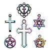 24Pcs 6 Style Rainbow Color Alloy Pendants FIND-LS0001-15MC-1