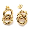 304 Stainless Steel Grooved Ring Dangle Stud Earrings EJEW-B023-03G-2