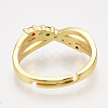 Adjustable Brass Micro Pave Cubic Zirconia Finger Rings RJEW-S044-003-3