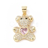 Brass Micro Pave Cubic Zirconia Pendants KK-C012-04G-2