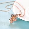 Rose Gold Plated Brass Cubic Zirconia Butterfly Pendant Necklaces for Women NJEW-BB00522-02-3