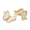 Brass Micro Pave Clear Cubic Zirconia Pave Natural Shell Butterfly Connector Charms KK-P283-05G-2