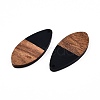 Opaque Resin & Walnut Wood Pendants RESI-N025-032-B-4