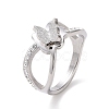 Crystal Rhinestone Criss Cross with Butterfly Finger Ring RJEW-D120-16P-1