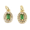 Brass Micro Pave Cubic Zirconia Charms KK-C051-04G-03-1