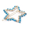 2Pcs Moon & Star Alloy with Synthetic Turquoise Hollow Hair Barrettes PHAR-JH00105-01-5