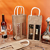 Jute Wine Storage Drawstring Pouches with PVC Clear Window ABAG-WH0035-052B-5