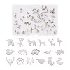 Crafans 16 Pairs 16 Style Crocodiles & Dog & Swan & Hedgehog & Dinosaur & Bird 304 Stainless Steel Stud Earrings EJEW-CF0001-02P-1