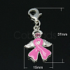 Breast Cancer Pink Awareness Ribbon with Angel Wing Alloy Enamel Pendants ENAM-D001-1-1