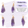 16Pcs Raw Rough Natural Amethyst Copper Wire Wrapped Pendants PALLOY-AB00104-2